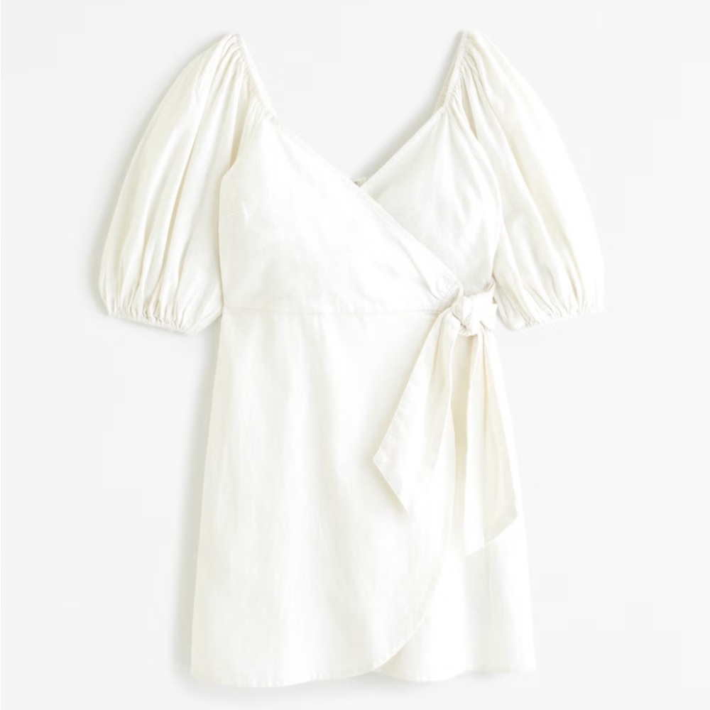 Abercrombie & Fitch puff sleeve wrap mini dress